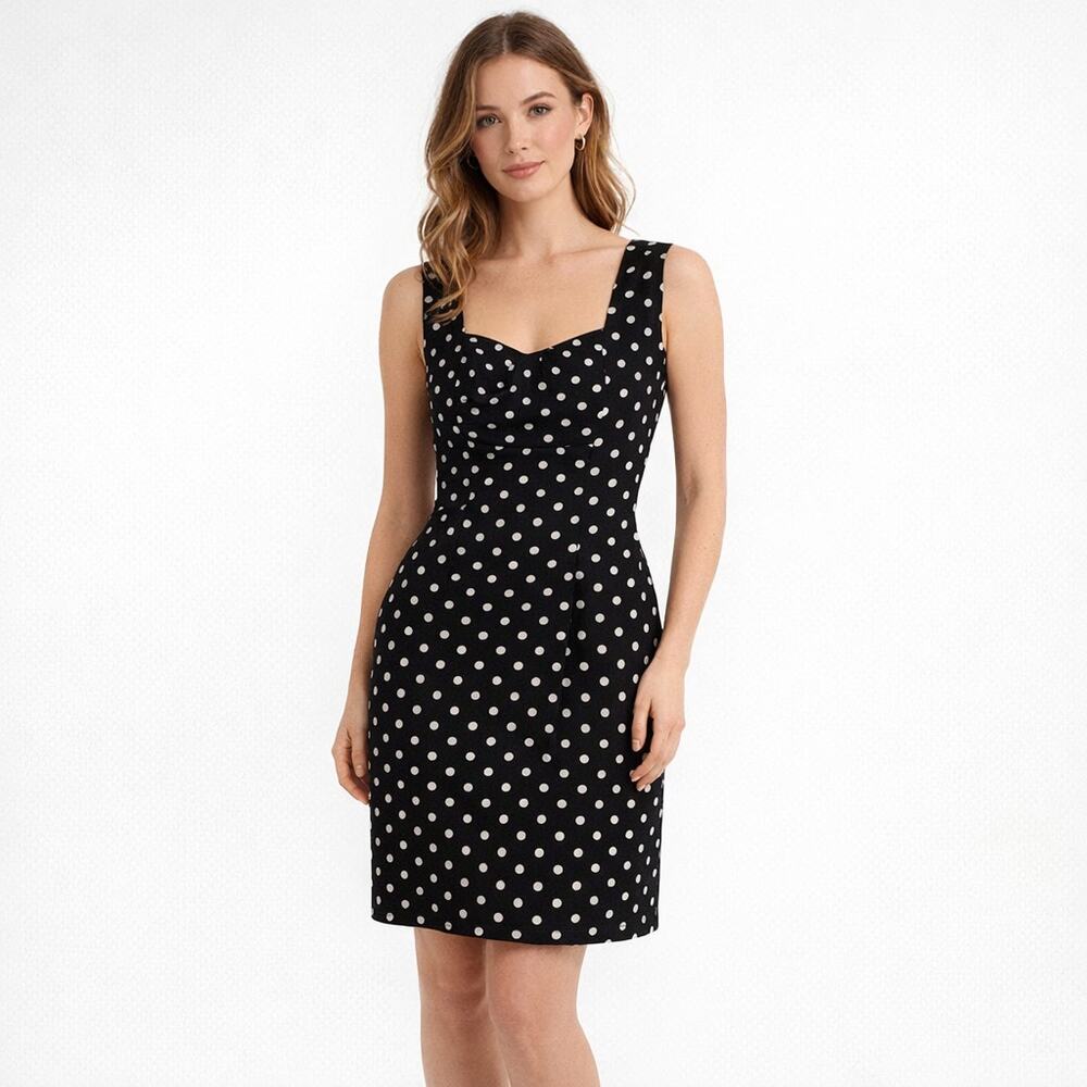 White House Black Market Polka Dot Sheath Dress Size 12